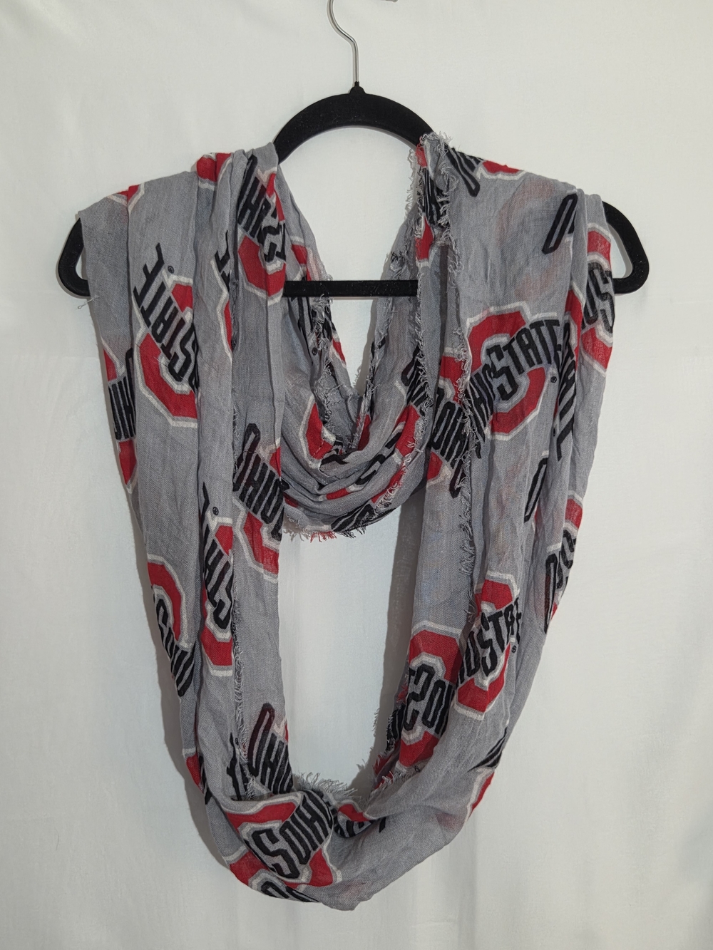 Ohio State Buckeyes Infinity Scarf ZooZatz Grey Red Block "O" NCAA 100% Viscose